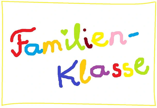 Das Wort Familienklasse in bunten Buchstaben geschrieben